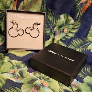 Disney BaubleBar Mickey Shaped Hoop Earrings Black Matte Finish